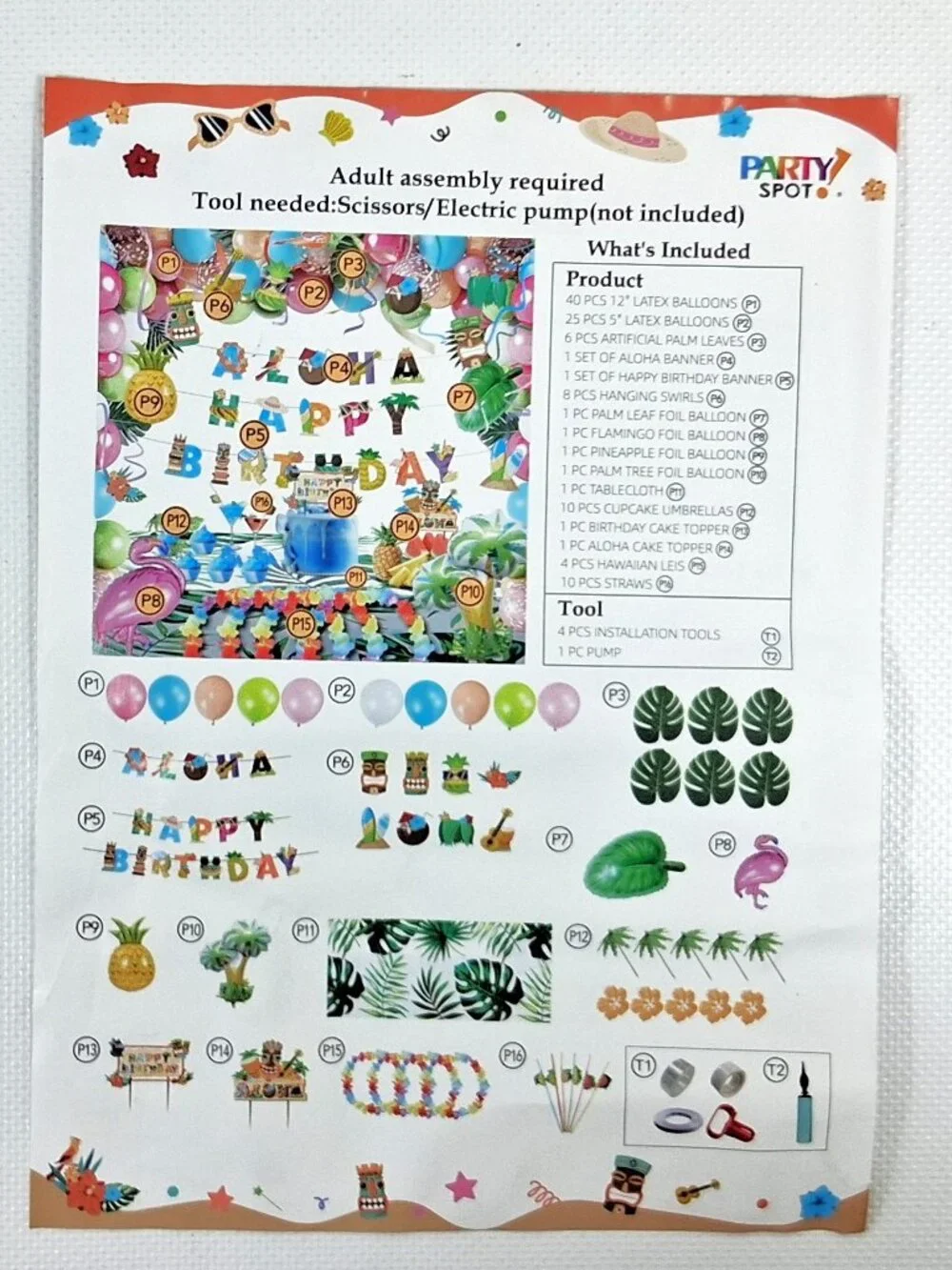 Hawaiian Luau Birthday Party Decorations Kit Tropical 117 Piece